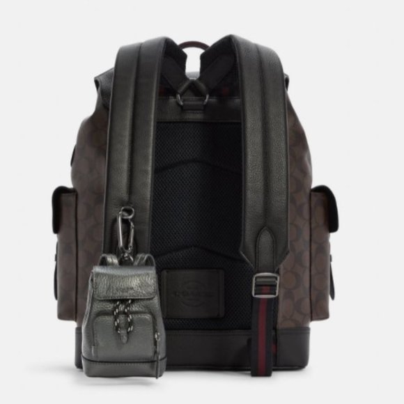 Coach Gunmetal Grey Bag Charm Micro Turner Key Fob Coin Purse Keychain NWT - Picture 2 of 5